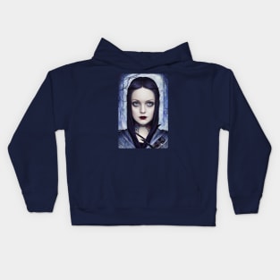 Wednesday Addams Portrait Painting Style Kids Hoodie